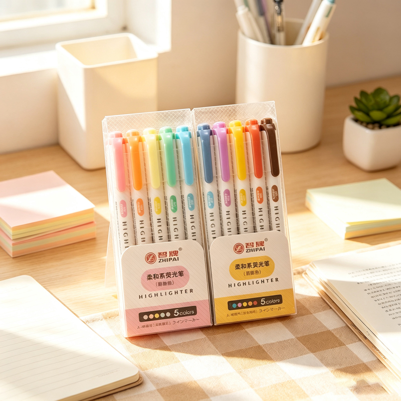 Highlighter Set Pastel - 5 Renkli Çift Uçlu Pastel Fosforlu