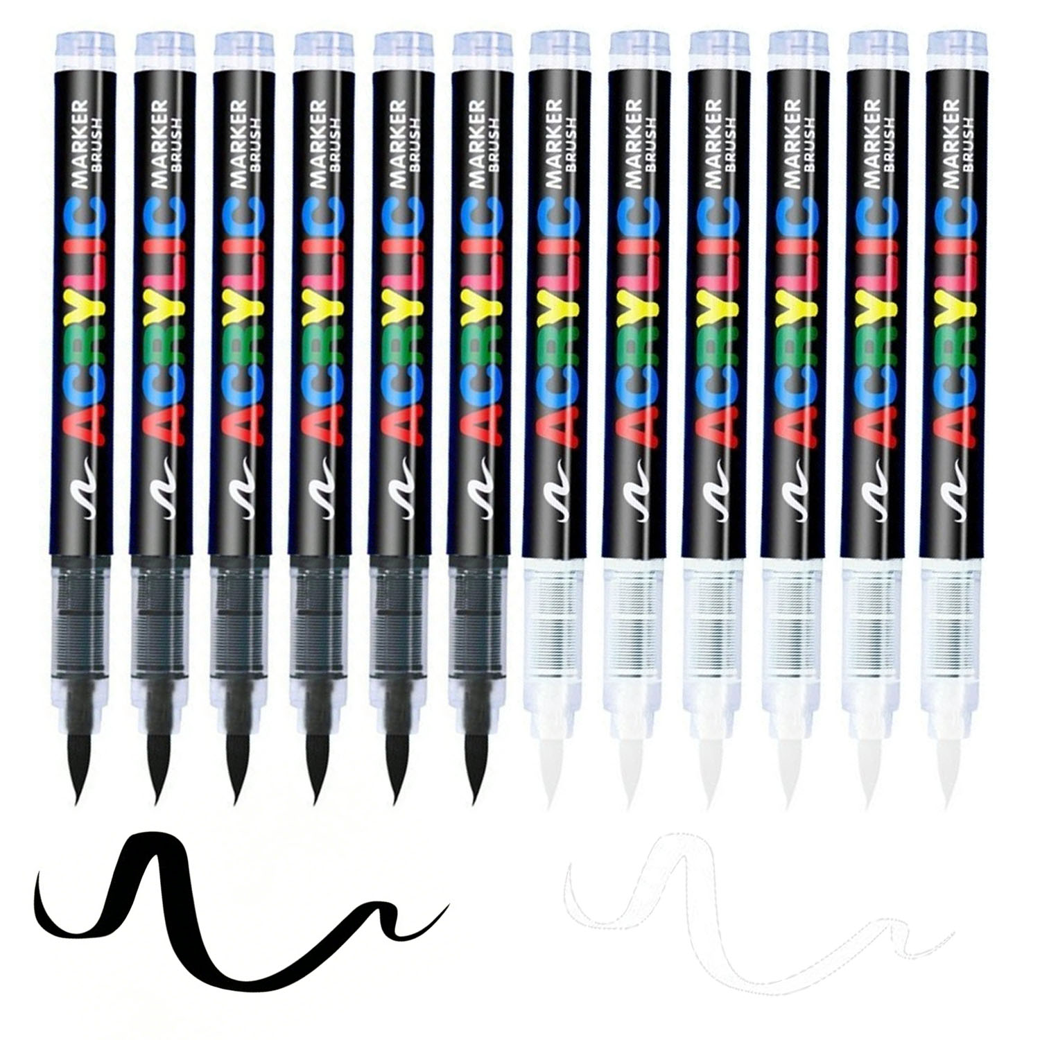 Whiteboard Marker Set - 12 Adet Siyah/Beyaz Premium Yumuşak Uçlu