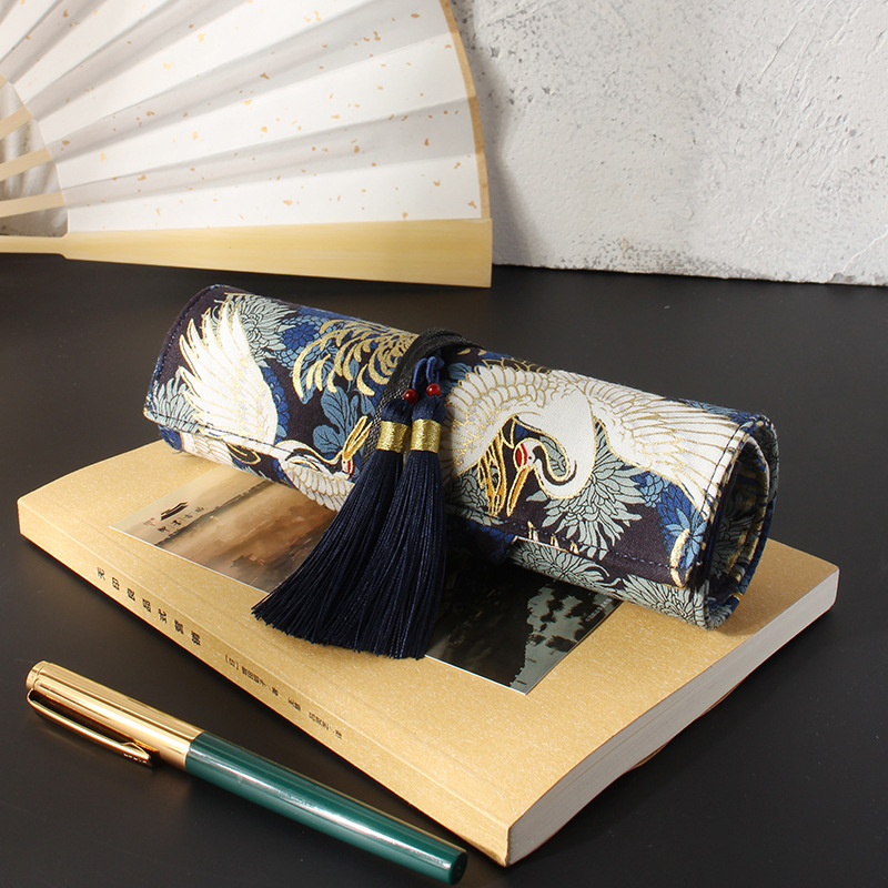 Pencil Case Large - Japon Retro Çin Tarzı Altın Varaklı