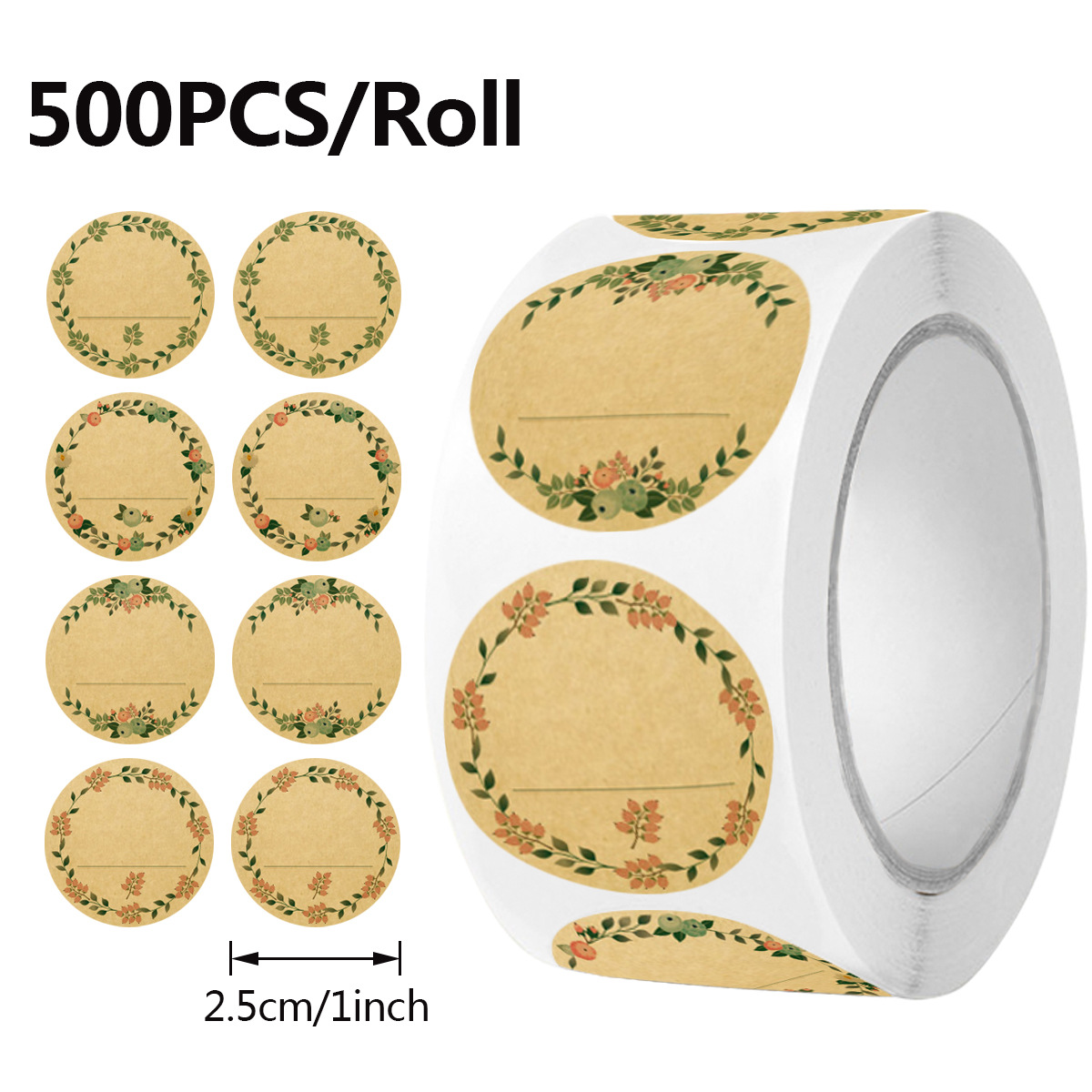 Sticker Label Roll - JCAC 500 adet/rulo Boş Yazılabilir Çiçek