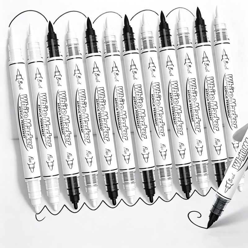 Whiteboard Marker Set - Siyah/Beyaz Büyük Kapasiteli Çift Uçlu Kalıcı