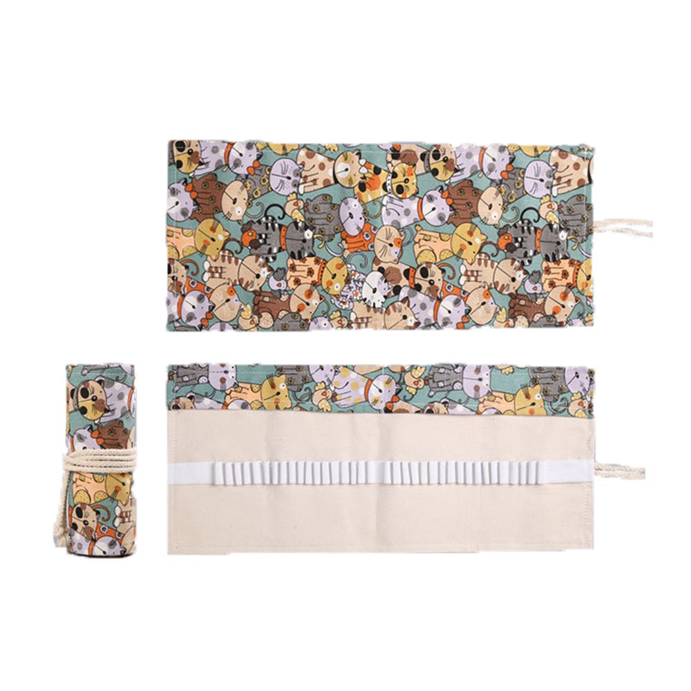 Pen Pouch Roll - Yaratıcı Erkek Kız Sevimli Kedi Rulo