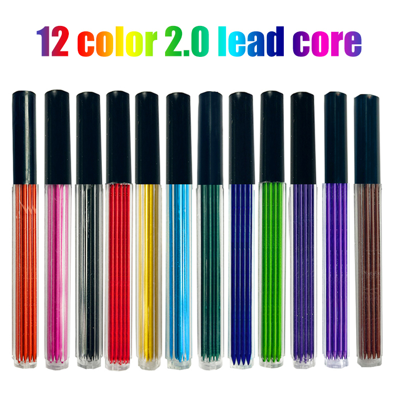 Mechanical Pencil Lead - 12 Renk 2.0mm HB Otomatik Kalemler