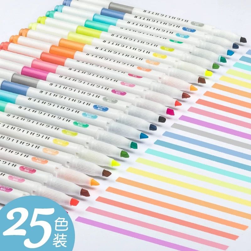Highlighter Set Pastel - 25 Renk ZhiPai Fosforlu Kalemler İşaretleyiciler