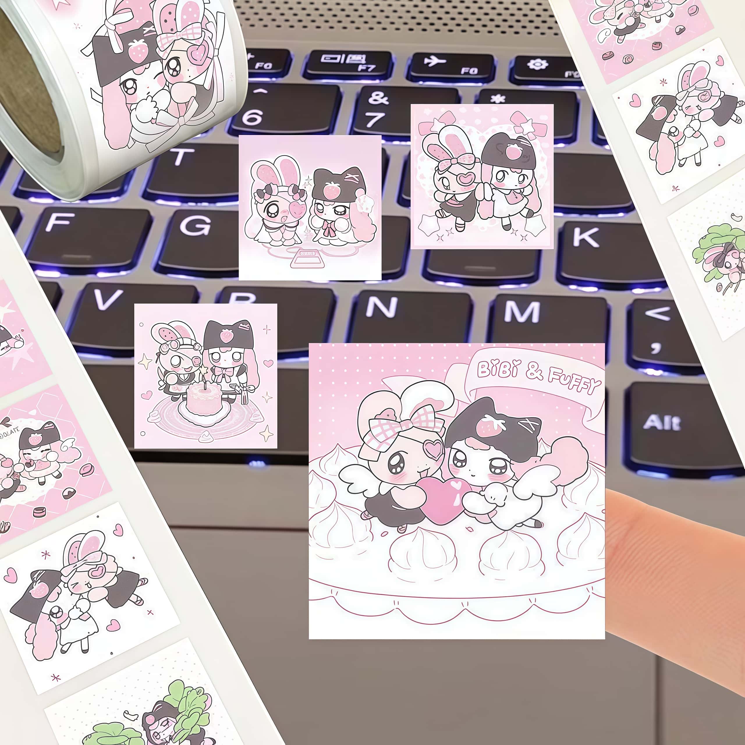 500 Adet Pembe Karikatür Tavşa - Sticker Label Roll incelemesi ve fiyatı