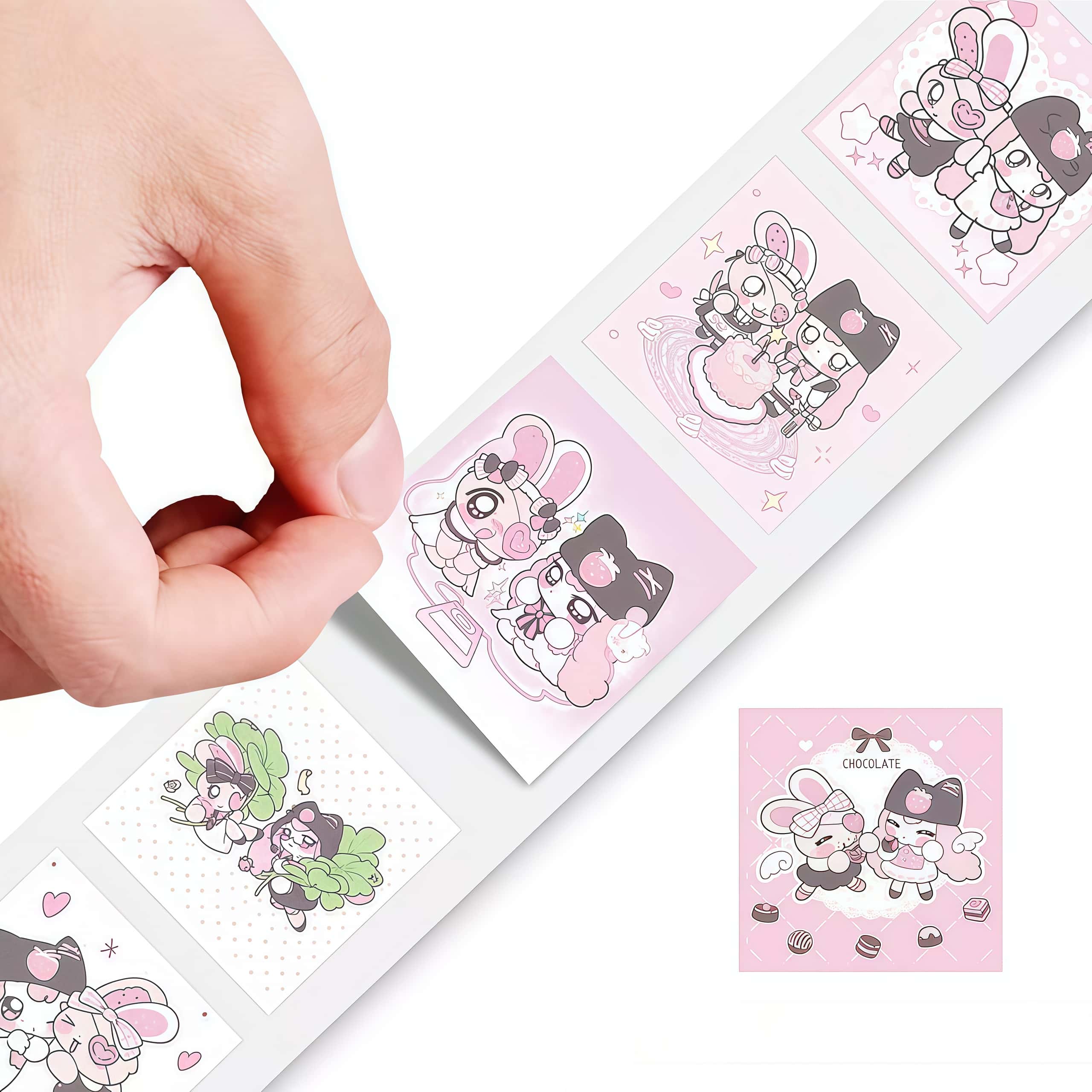 500 Adet Pembe Karikatür Tavşa - Sticker Label Roll incelemesi ve fiyatı
