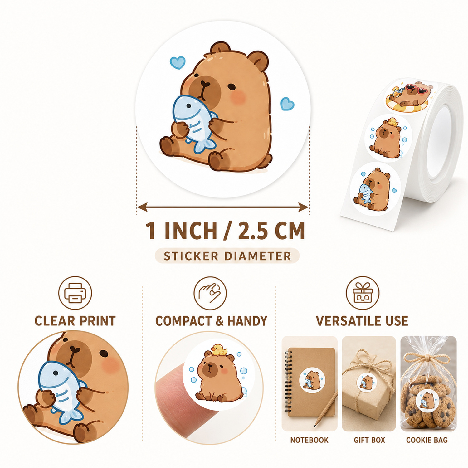 JCAC 500 adet/rulo Sevimli Kar - Sticker Label Roll incelemesi ve fiyatı
